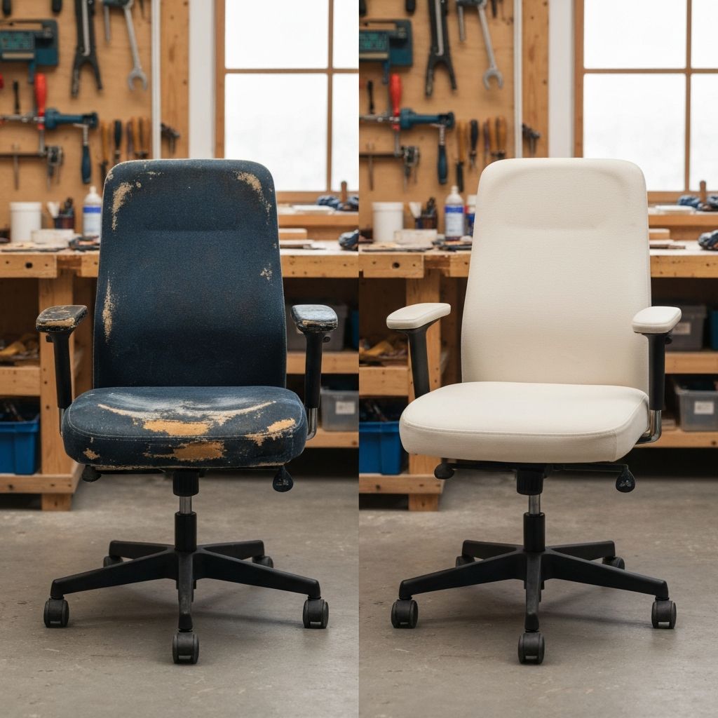 Office chair before and after repair comparison